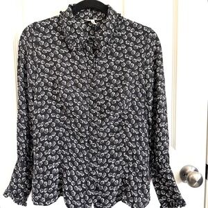 Rebecca Taylor Womens Size 6 Long Sleeve Floral Blouse‎ Top 100% Silk Luxury